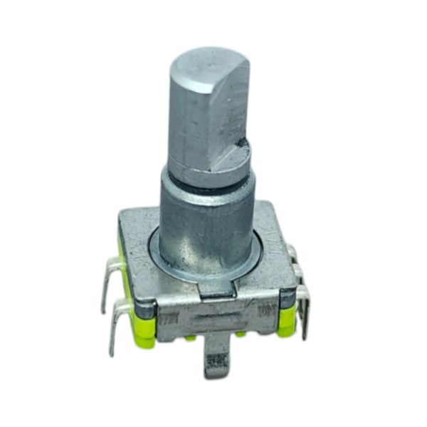 Энкодер инкрементальный EC11, с кнопкой, вертикальный, 15 импульсов, 12*12мм, 15.5мм, вал с лыской