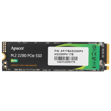 SSD-накопитель M.2 1Тб Apacer AS2280P4 [AP1TBAS2280P4-1](3D TLC,NVMe,3000/2000 Мб/с)