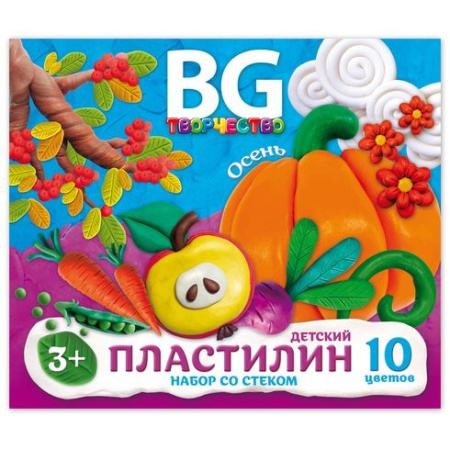 Пластилин 10цв. BG "Времена года" 200гр. со стеком PL10C_20 4216