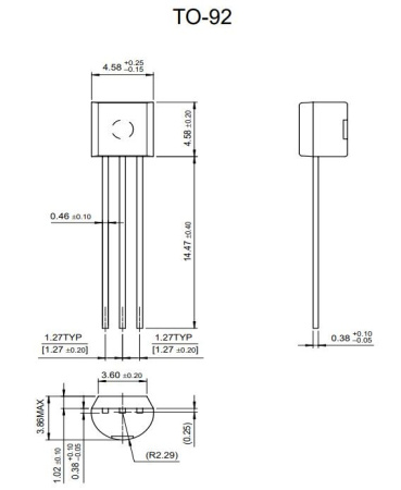 транзистор BJT 2N5401 150V 0.6А PNP TO92 100Mhz