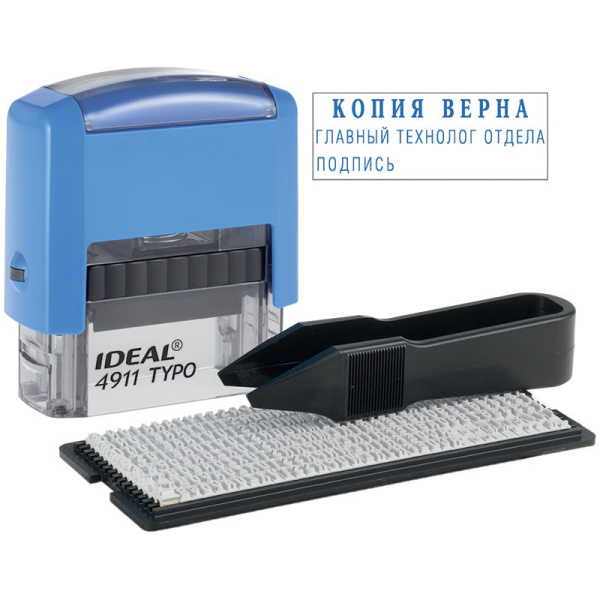 Штамп самонаборный 3стр. IDEAL Trodat typo, 1 касса, 38*14мм (4911P2F/DB)