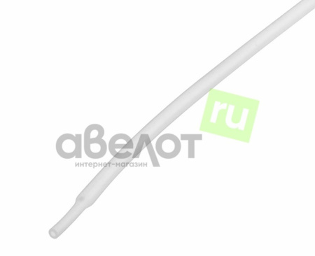 Трубка термоусадочная 2:1,   1.5/0.75мм, белая, подавление горения, отрезок 1м, Rexant