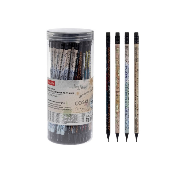 Карандаш ч/гр. Hatber "Математика" HB с ластиком (BL_090620)