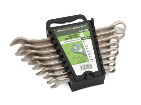 Набор ключей комбинированных 8,9,10,12,13,14,17,19мм, 8штук, холдер, Дело техники 511080