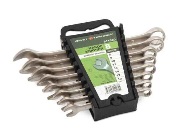 Набор ключей комбинированных 8,9,10,12,13,14,17,19мм, 8штук, холдер, Дело техники 511080