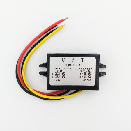 Преобразователь DC/DC в корпусе out 12V  3A, in 15..35V, StepDown, IP67, 46*32*18, YJ-24J1203J-M