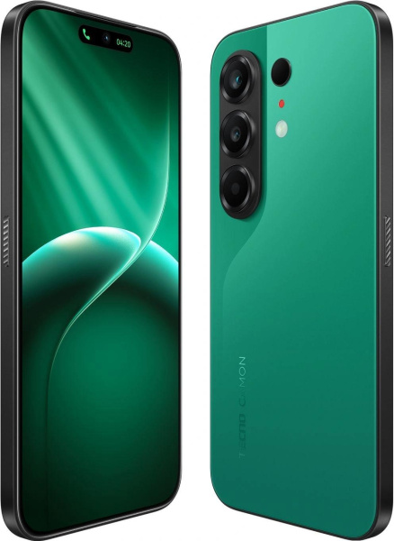 Смартфон Tecno Camon 50 256Gb 8Gb зеленый моноблок 3G 4G 2Sim 6.78" 1208x2644 Android 16 50Mpix 802.11 a/b/g/n/ac NFC GPS GSM900/1800 GSM1900 Protect FM