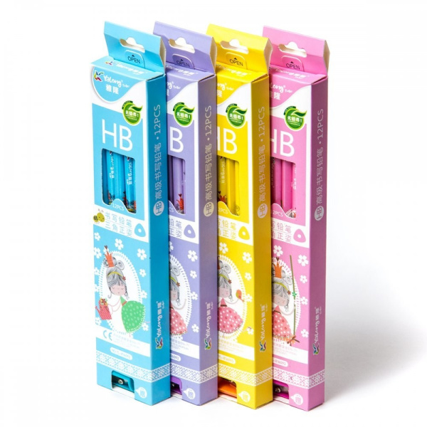 Карандаш ч/гр. YALONG "Принцесса" HB ассорти с ластиком (YL816093)