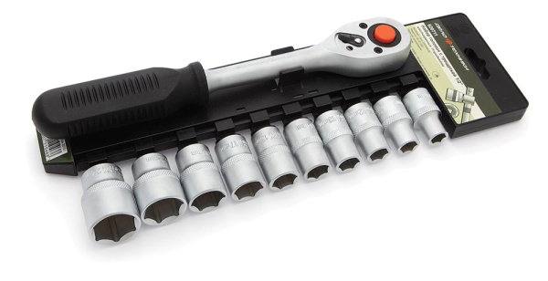 Набор головок шестигранных с трещоткой 1/2", 11 предметов, Дело техники 620711