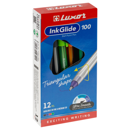 Ручка шариковая LUXOR "InkGlide 100 Icy" синяя, 0,7мм, 16700/12Bx