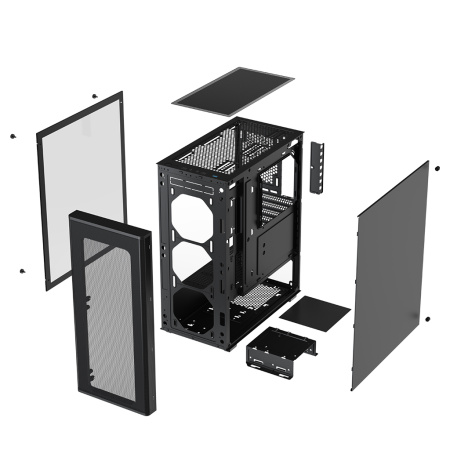 Корпус ATX Б_БП XASTRA A300 0F  Black (USB3.0,Audio,TG+Mesh,черный)[A300-0F]