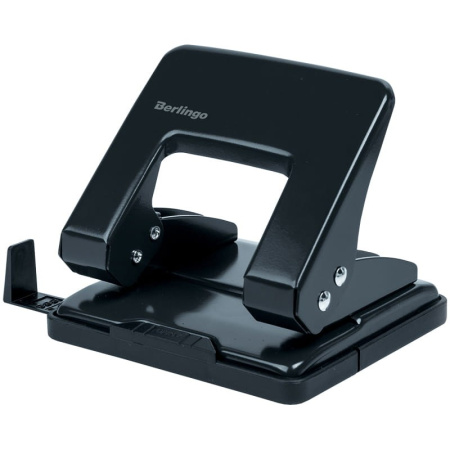 Дырокол BERLINGO на 20л. металл., черный с линейкой (DDm_20041)