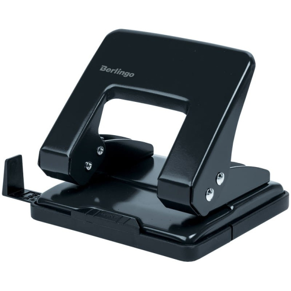 Дырокол BERLINGO на 20л. металл., черный с линейкой (DDm_20041)