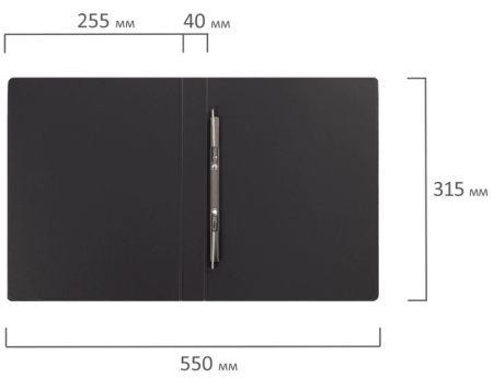 Папка с пружинным скоросшивателем BRAUBERG ПВХ, 35мм, черная (228337)