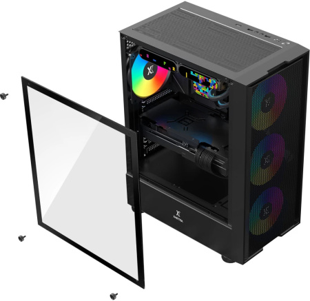 Корпус ATX Б_БП XASTRA A301 4FRGB  Black (USB3.0,Audio,TG,черный,Mesh,4х120мм FRGB,CPU Cooler до 160мм, VGA до 290мм)[A301-BK-FC120FRGB-4F-GL]