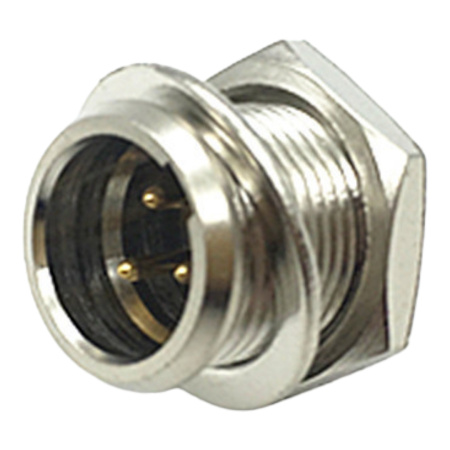 Разъем mini XLR, 3пин, штекер, на корпус, гайка