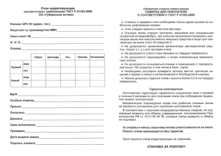 Заказ пакет ЗНАК