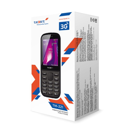 Сотовый Texet TM-221 Black/Red 2sim/2.4"/240*320/-/microSD/Bt/1000мАч/фонарик/моноблок Сотовый Texet TM-221 Black/Red 2sim/2.4"/240*320/-/microSD/Bt/1000мАч/фонарик/моноблок