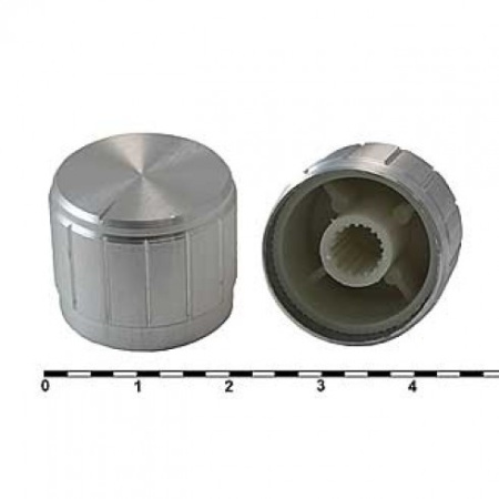 Ручка для потенциометра 21*17мм, серебристый, под вал с насечкой (KC), Ruichi 21X17BL