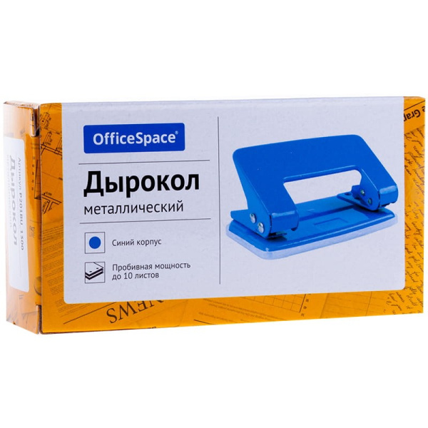 Дырокол OfficeSpace на 10 л, металлический, синий, P201BU_1300