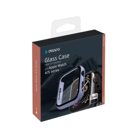 Кейс со стеклом для Apple Watch 4/5 series лавандовый, 40 мм, Deppa (47158)