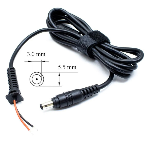 Шнур (кабель) с разъёмом питания 5.5x3.0 pin, 18AWG, 2 провода, для Samsung