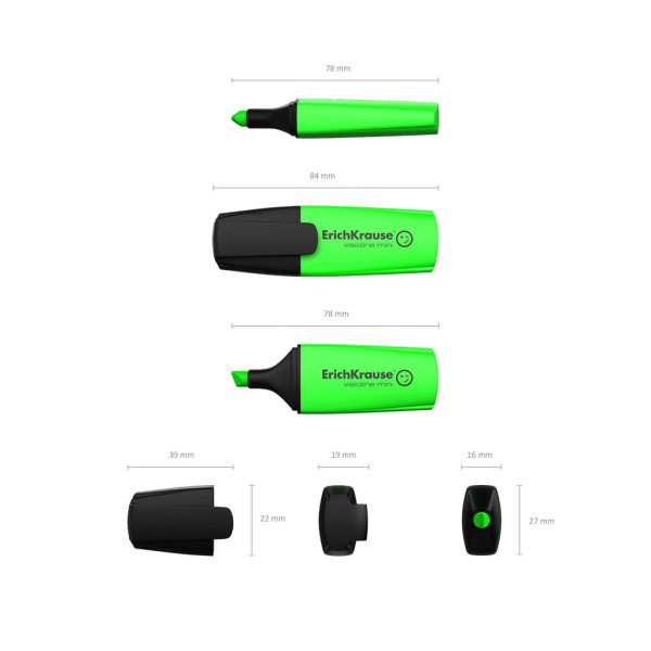 Маркер текстовыделитель Erich Krause Visioline V-12 Mini Neon, зеленый (42754)
