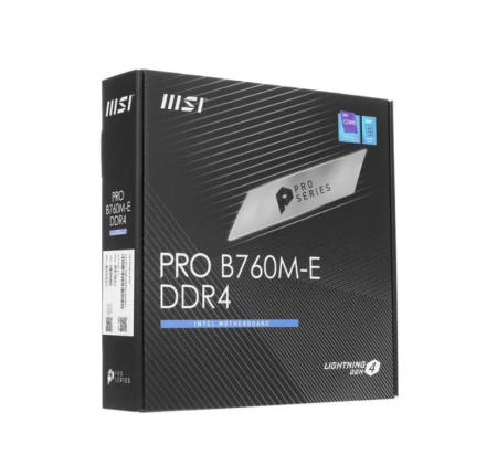 Мат.плата S1700 B760 MSI PRO B760M-E DDR4 (mATX,2DDR4,M.2,PCI-E16,PCI-E,VGA,HDMI,PC4800)
