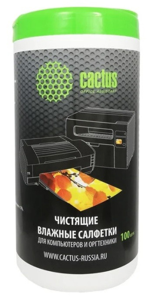 Салфетки чистящие для компьютеров и оргтехники Cactus CS-T1002 100шт
