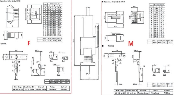 Разъем SM connector 5pin, штекер+гнездо, с кабелем, 600мм