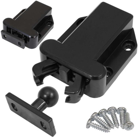 Замок с защелкой нажимной Ruichi BXY144, черный, платик, крепеж на саморезы