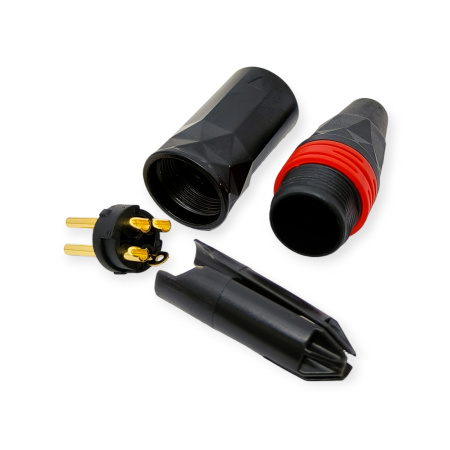 Разъем XLR штекер, на кабель, металл, красный