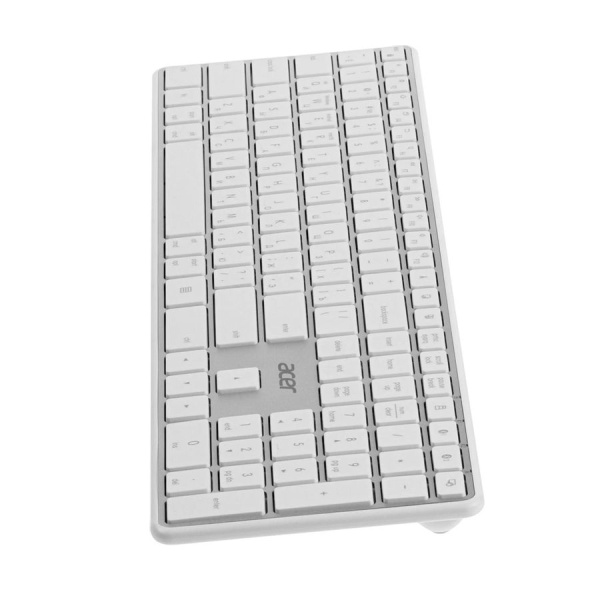 Клавиатура Беспроводная Acer OKR301, USB Bluetooth/Радиоканал, белый/серебристый