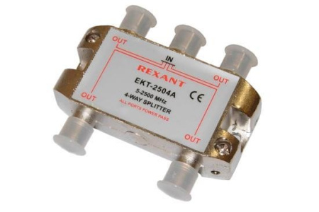 Делитель сигнала на 4 TV REXANT ETK-2504A /5-2500Мгц//проход питания