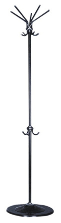 Вешалка-стойка СС, 1,8 м, диск 39см, 5 осн.+3 доп.крючка, металл, черная (80079/ 600103 )
