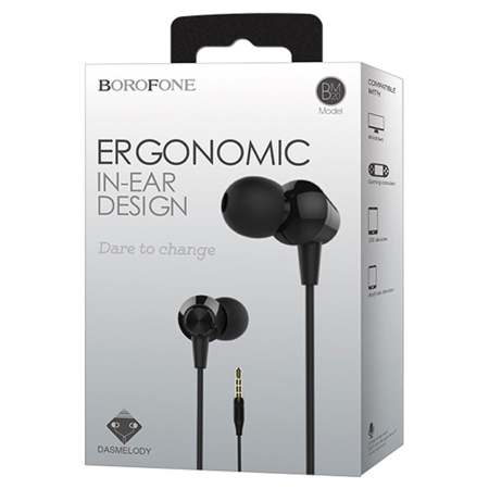 Гарнитура проводная BOROFONE BM20 вставные, кабель 1.2м, черный