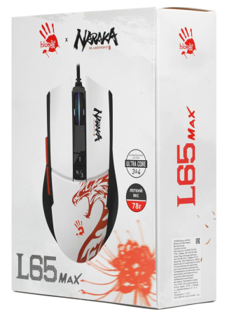Игровая мышь USB A4Tech Bloody L65 Max оптическая, 12000dpi, 6кн, White