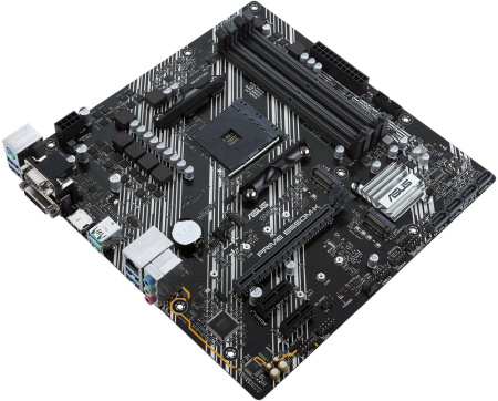 Мат.плата SocAM4 AMD B550 Asus PRIME B550M-K (mATX,4DDR4,ECC/non-ECC,2M.2,2PCI-E,VGA,DVI,HDMI,PC4400