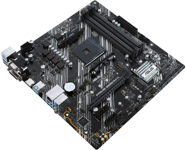 Мат.плата SocAM4 AMD B550 Asus PRIME B550M-K (mATX,4DDR4,ECC/non-ECC,2M.2,2PCI-E,VGA,DVI,HDMI,PC4400