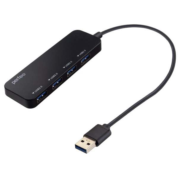 USB_Хаб 4xUSB Perfeo PF-H047 черный