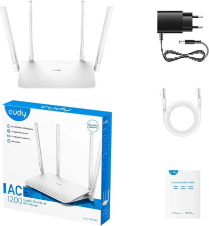 Маршрутизатор CUDY WR1300 AC1200 802.11n/ac 867+300_Mbps 2.4 /5 Ггц 4xLAN_1000 Mbps