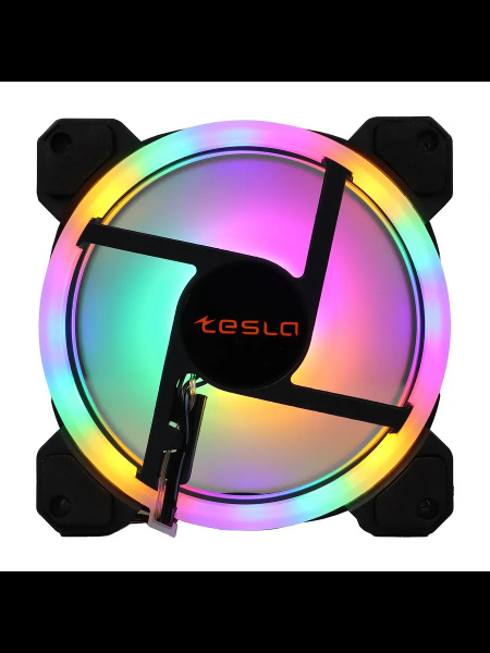 Кулер в корпус 120x120x25 TESLA RGB 120-LD3 (hydrodynamic/1200rpm/3pin+molex/RGB/белый)(набор из 3 кулеров)