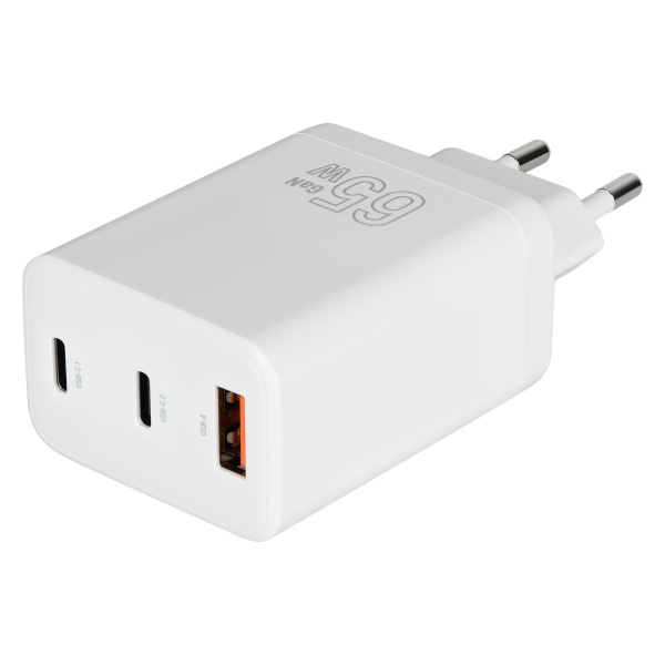 Зарядное_устройство - TypeC*2+A 65W GAN TFN белый (TFN-WC-65W-2113-WH)