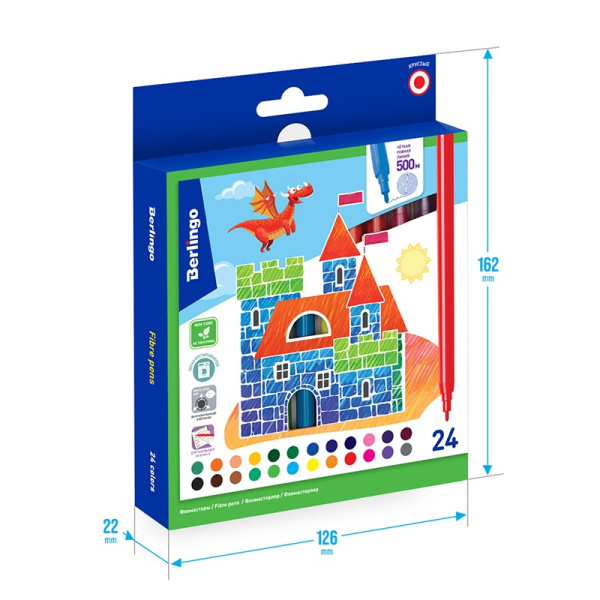 Фломастеры 24цв. BERLINGO "Замки" (WP00224)