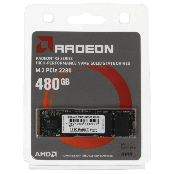 Твердотельный накопитель SSD AMD Radeon R3 Series M2.2280 480GB