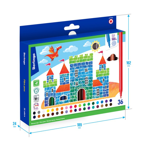 Фломастеры 36цв. BERLINGO "Замки" (WP00236)