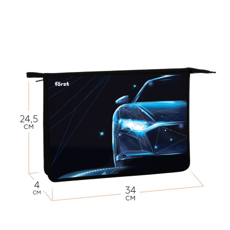 Папка для тетрадей А4 Först 1 отд "Automotive", пластик, на молнии (FT-PP-A40407)