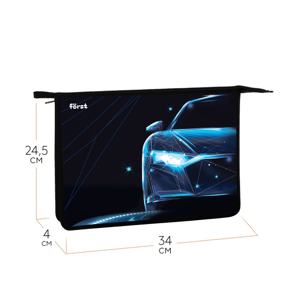 Папка для тетрадей А4 Först 1 отд "Automotive", пластик, на молнии (FT-PP-A40407)