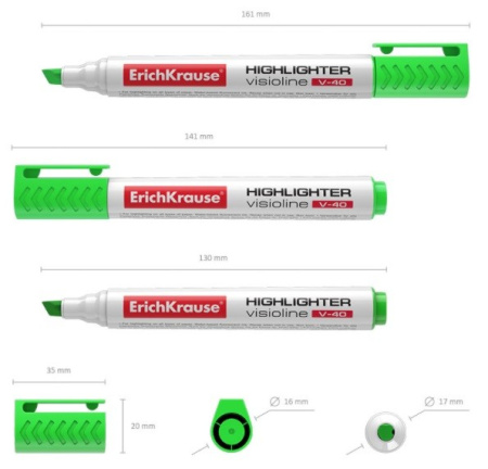 Маркер текстовыделитель Erich Krause "V-40" зеленый (30975)