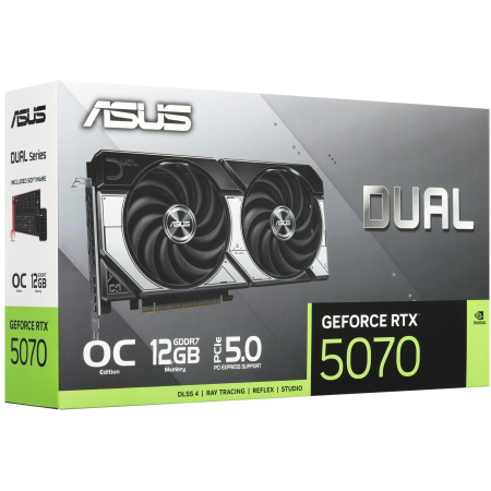 Видеокарта GeForce RTX5070 Asus 12Гб DUAL OC GDDR7,192bit,HDMI,3DP (DUAL RTX5070-O12G) ret